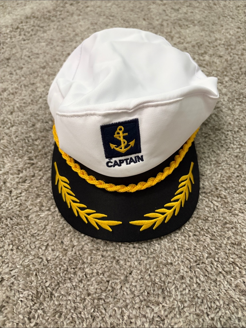 Captain Kids' Sailor Hat with Gold Embroidery - White & Black